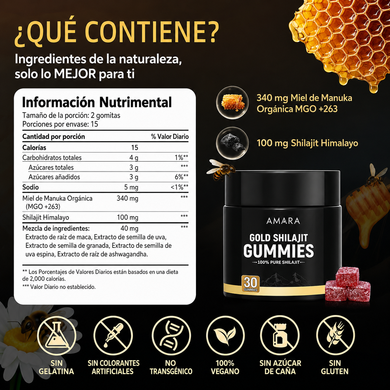 Suplemento de Shilajit Puro del Himalaya para Hombres