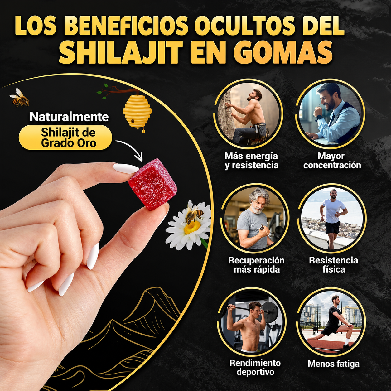 Suplemento de Shilajit Puro del Himalaya para Hombres