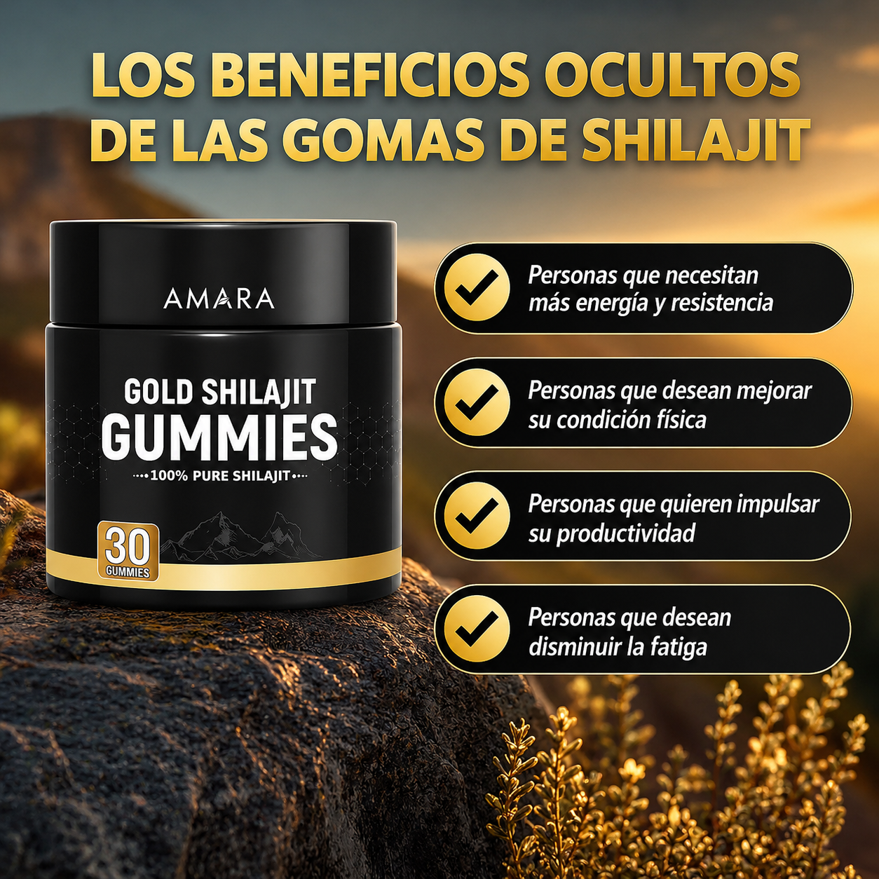 Suplemento de Shilajit Puro del Himalaya para Hombres