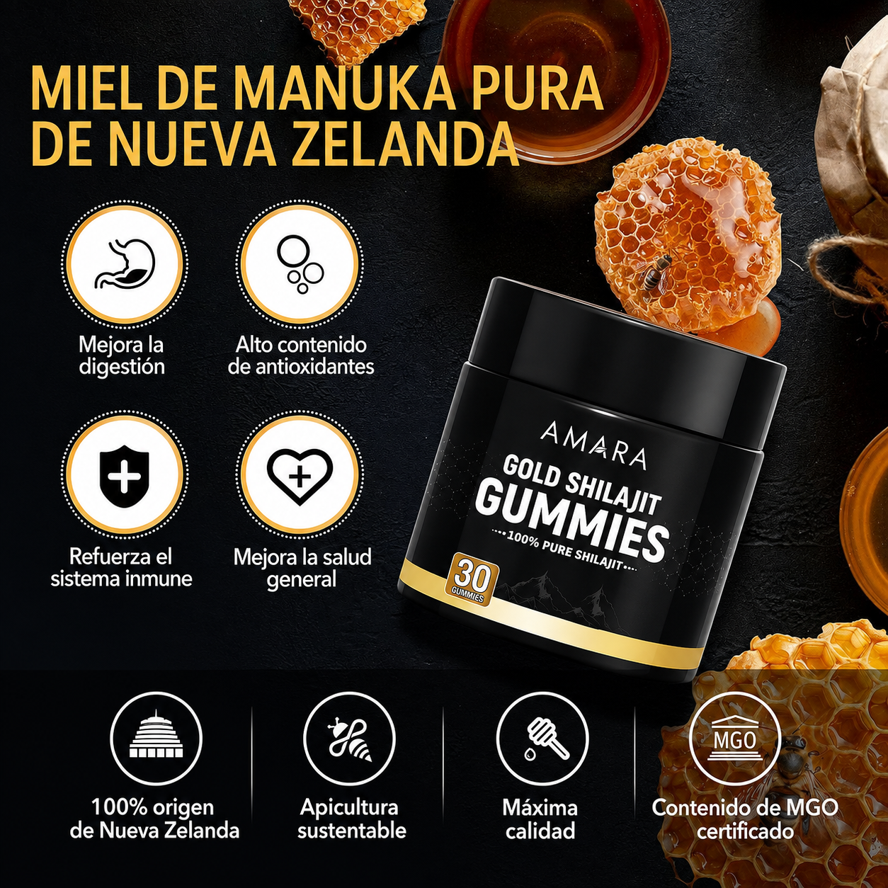 Suplemento de Shilajit Puro del Himalaya para Hombres