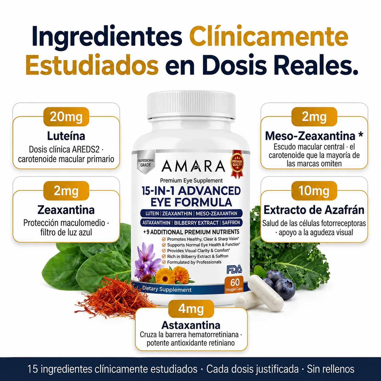VisioPro 15 en 1 Fórmula avanzada para los ojos