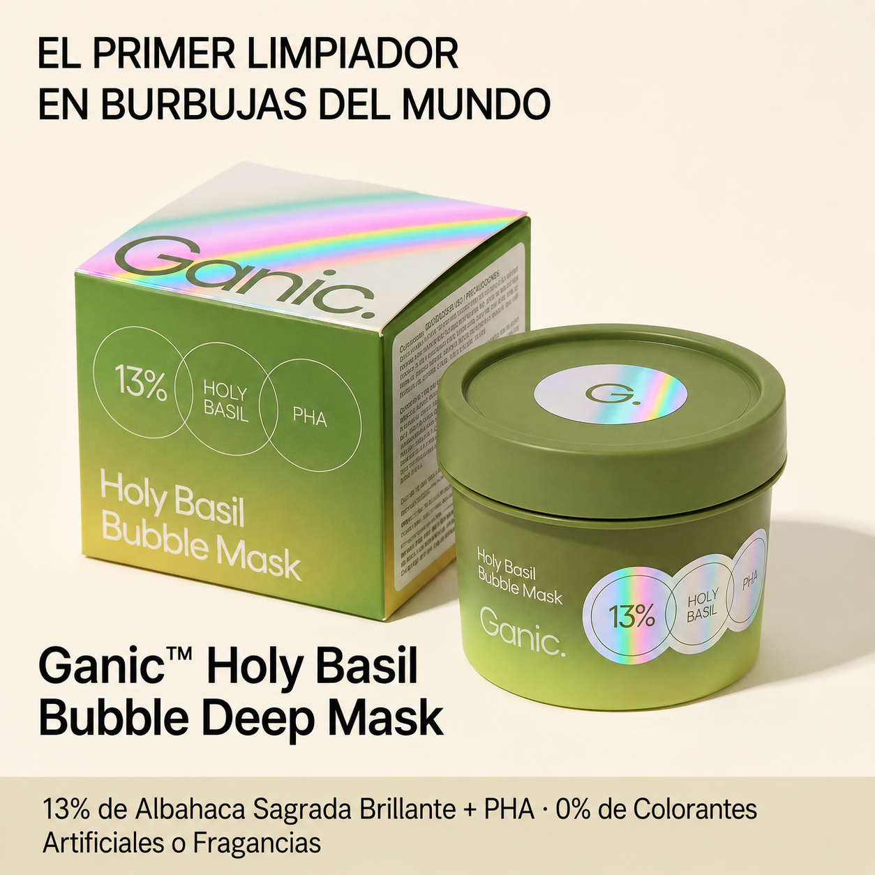 Mascarilla facial de burbujas profundas con albahaca sagrada Amara Ganic™