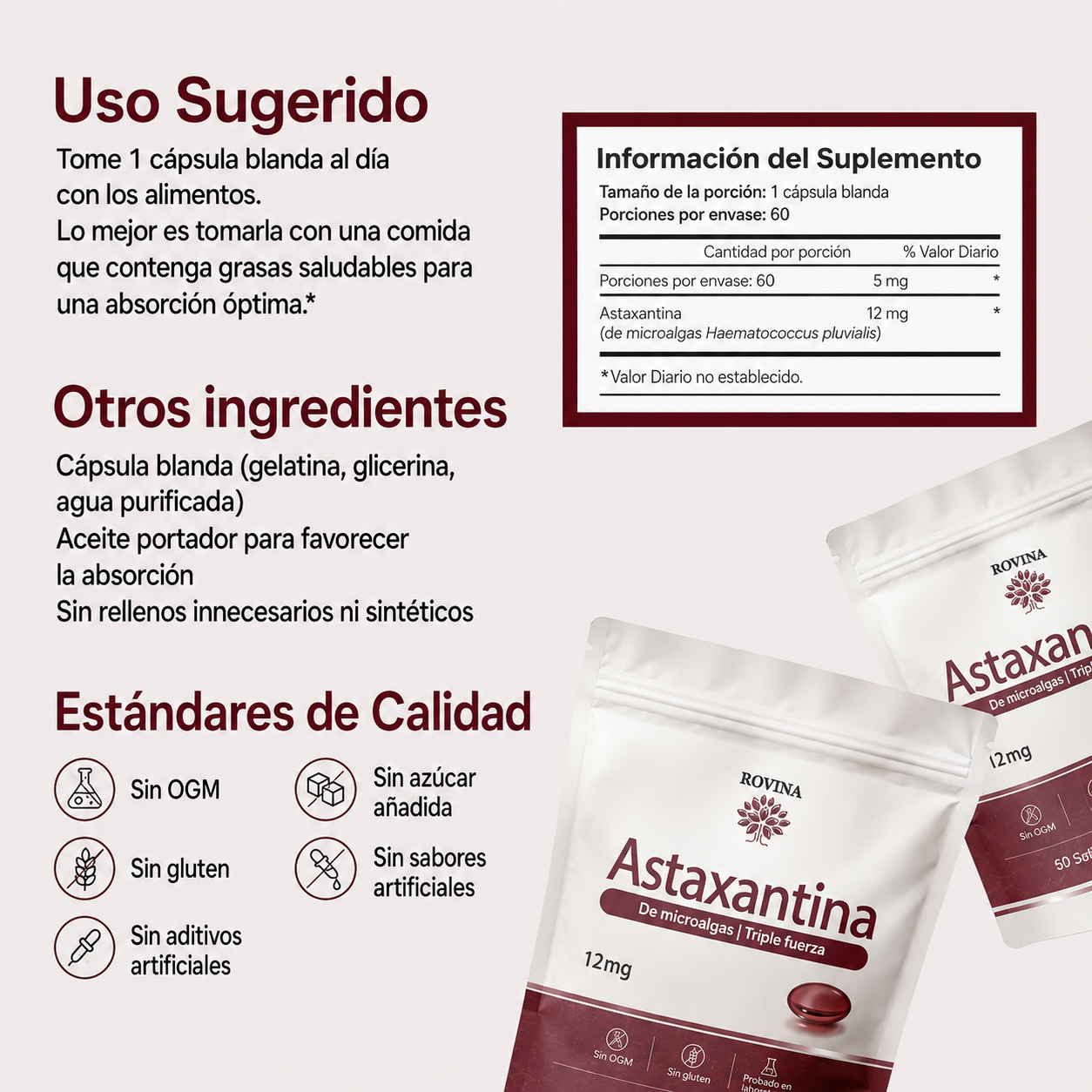 Cápsulas Blandas de Astaxantina Rovina